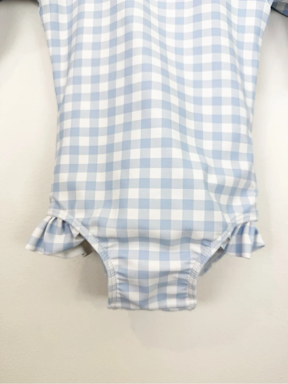 Minnow Baby Girls Oasis Blue Gingham Rashguard One Piece Size 0-6 Months